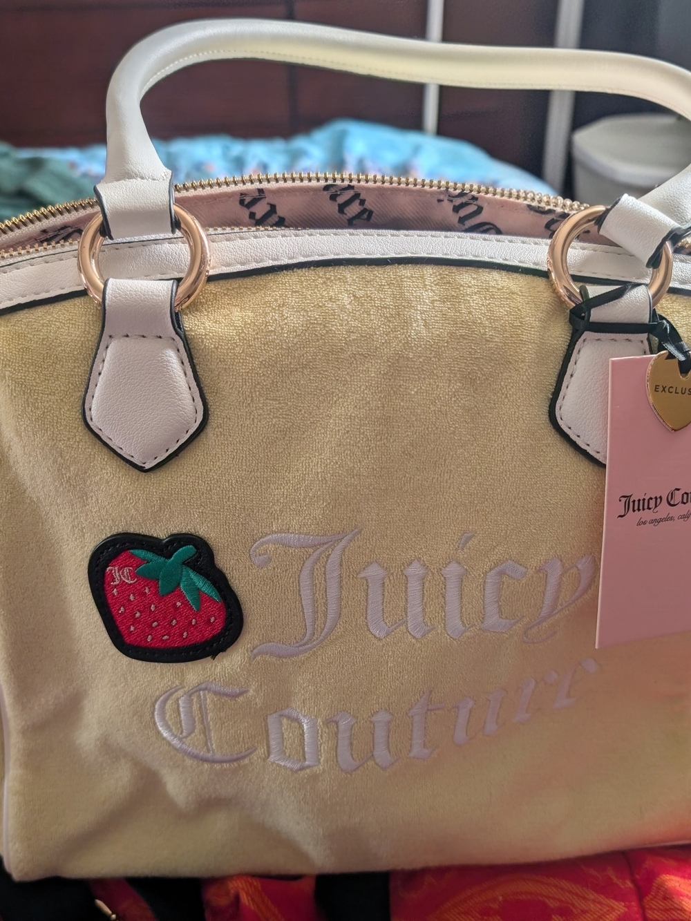 Juicy Couture Cream Satchel with Strawberry Patch